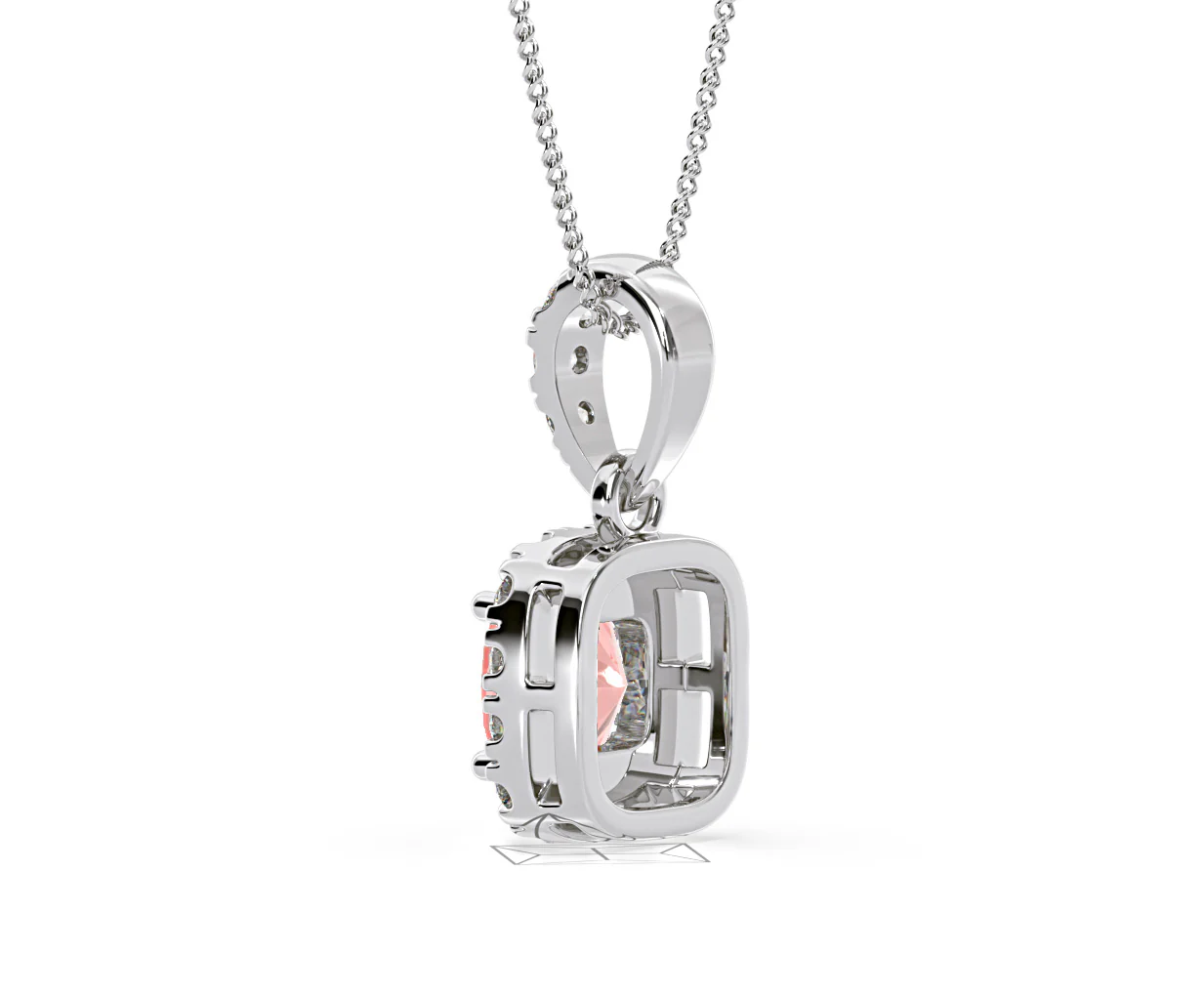 Beatrice Pink Lab Diamond Cushion Cut Necklace 0.70ct in 18K White Gold - Elara Collection - Image 36