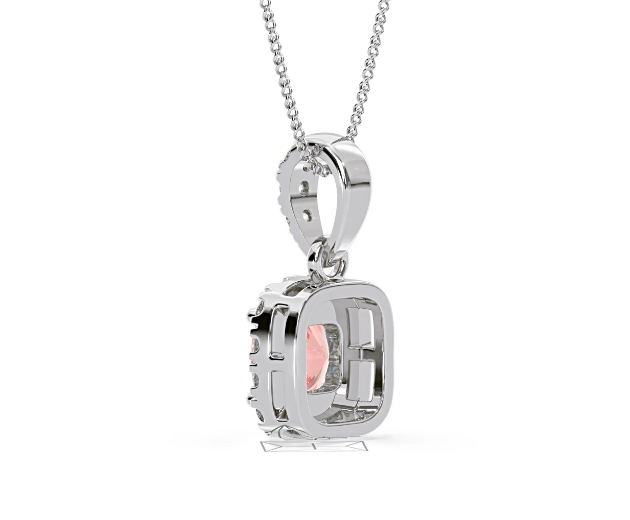 Beatrice Pink Lab Diamond Cushion Cut Necklace 0.70ct in 18K White Gold - Elara Collection - Image 37