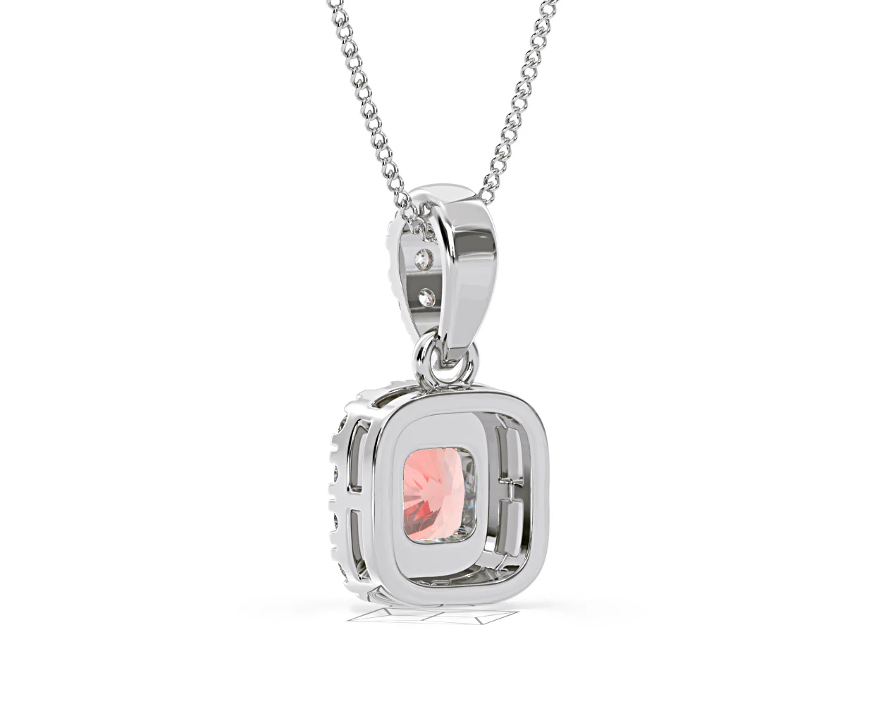 Beatrice Pink Lab Diamond Cushion Cut Necklace 0.70ct in 18K White Gold - Elara Collection - Image 41