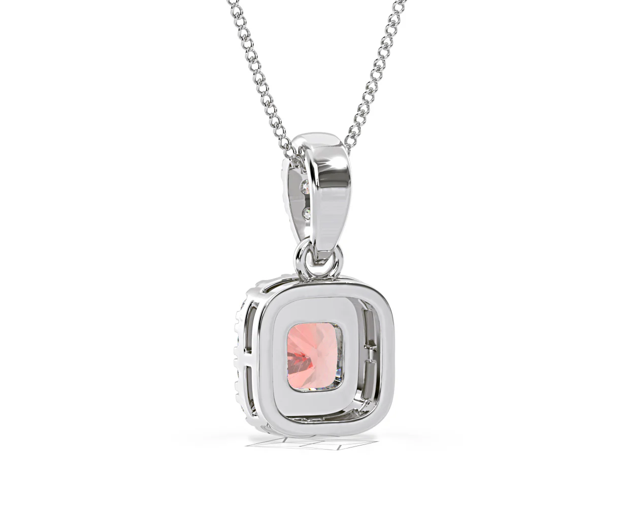 Beatrice Pink Lab Diamond Cushion Cut Necklace 0.70ct in 18K White Gold - Elara Collection - Image 43