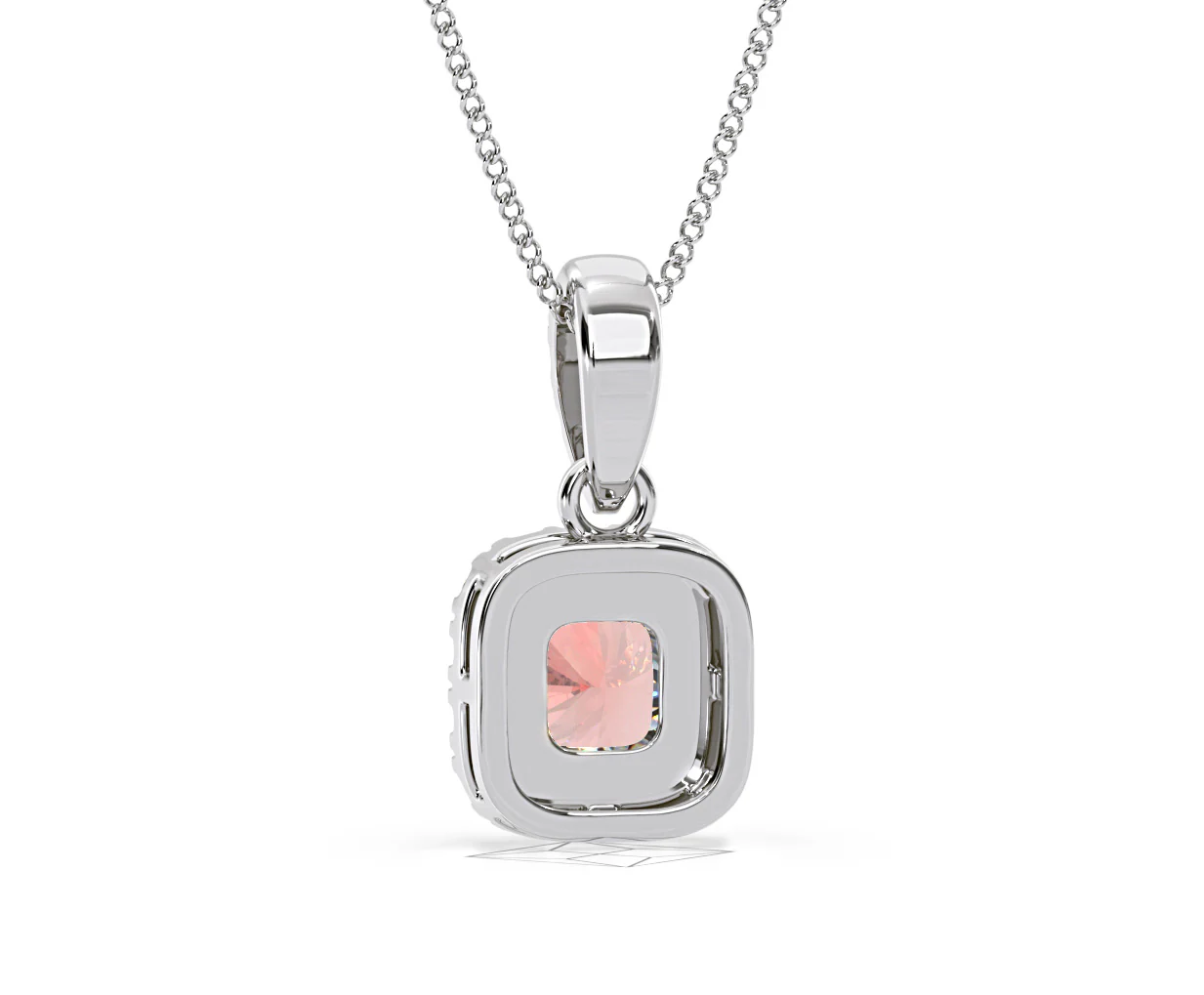 Beatrice Pink Lab Diamond Cushion Cut Necklace 0.70ct in 18K White Gold - Elara Collection - Image 45