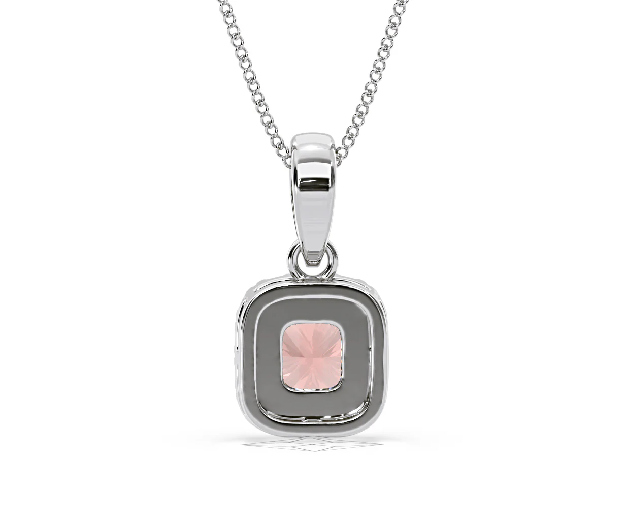 Beatrice Pink Lab Diamond Cushion Cut Necklace 0.70ct in 18K White Gold - Elara Collection - Image 47
