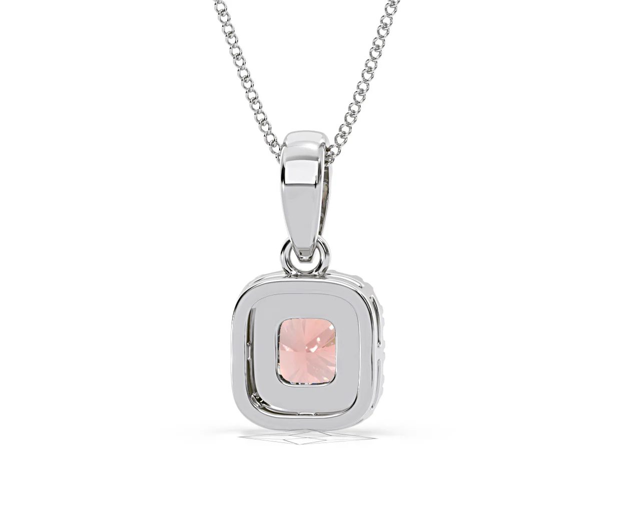 Beatrice Pink Lab Diamond Cushion Cut Necklace 0.70ct in 18K White Gold - Elara Collection - Image 49