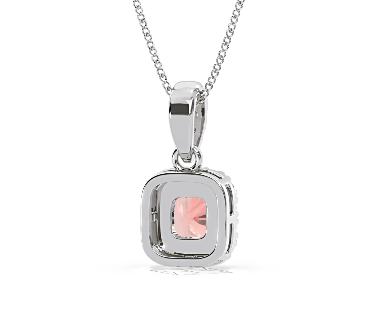 Beatrice Pink Lab Diamond Cushion Cut Necklace 0.70ct in 18K White Gold - Elara Collection - Image 51