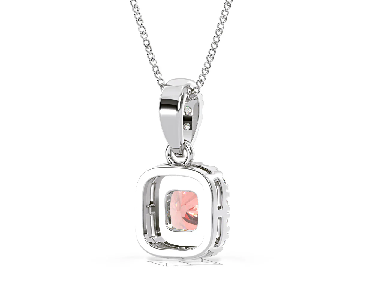 Beatrice Pink Lab Diamond Cushion Cut Necklace 0.70ct in 18K White Gold - Elara Collection - Image 53