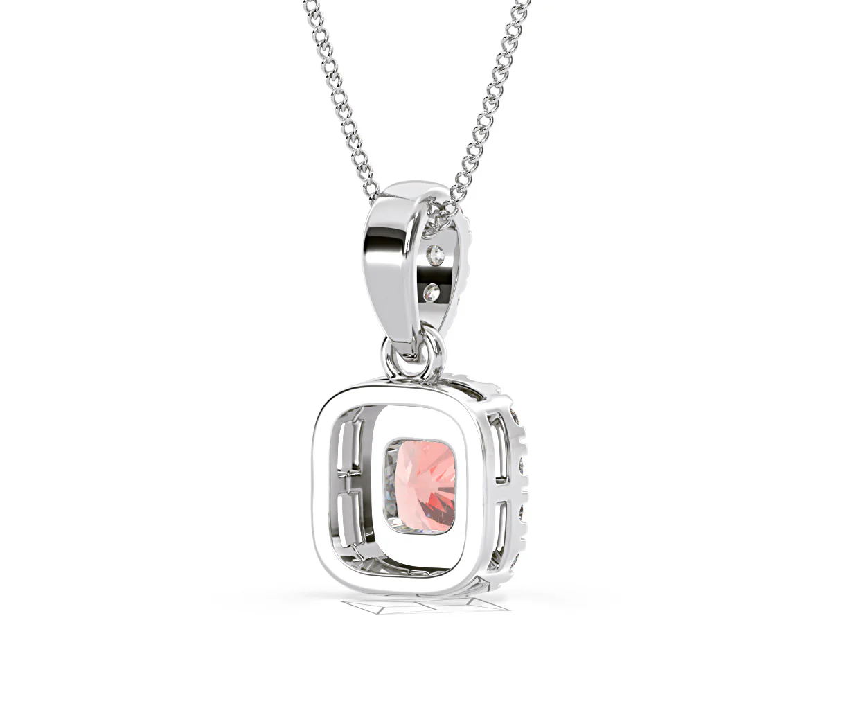 Beatrice Pink Lab Diamond Cushion Cut Necklace 0.70ct in 18K White Gold - Elara Collection - Image 54