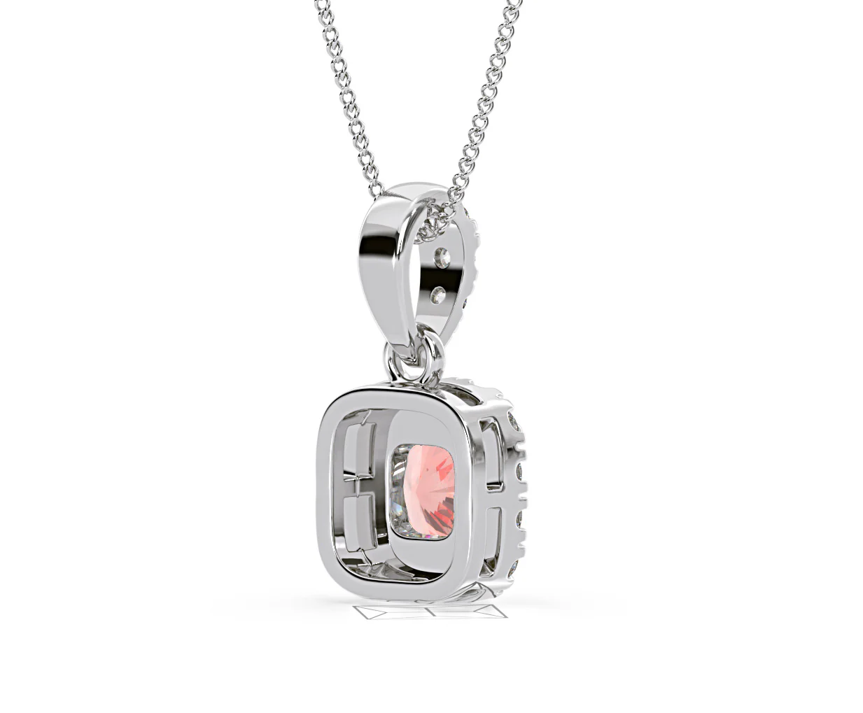 Beatrice Pink Lab Diamond Cushion Cut Necklace 0.70ct in 18K White Gold - Elara Collection - Image 56