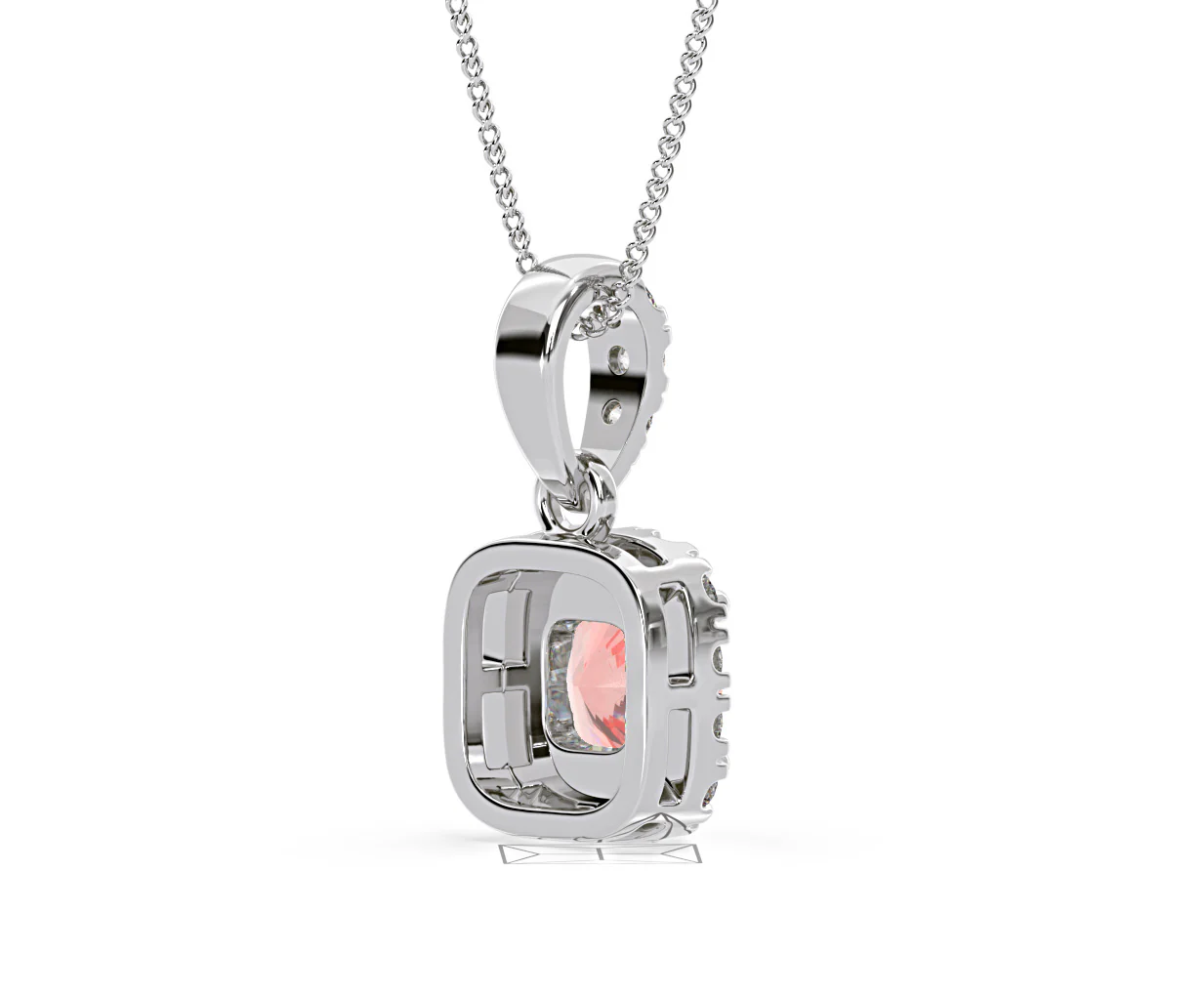 Beatrice Pink Lab Diamond Cushion Cut Necklace 0.70ct in 18K White Gold - Elara Collection - Image 57