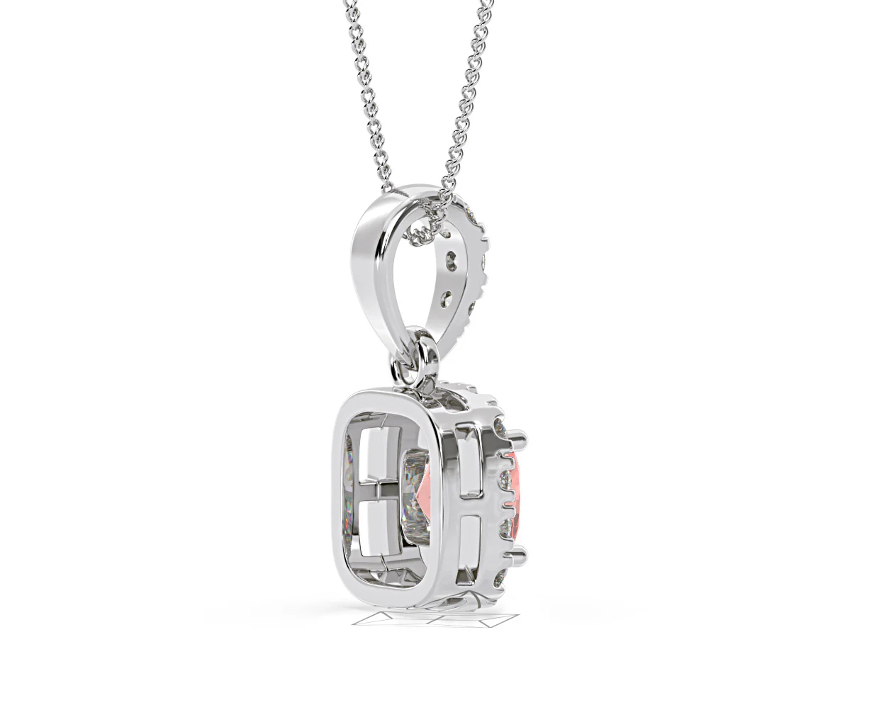 Beatrice Pink Lab Diamond Cushion Cut Necklace 0.70ct in 18K White Gold - Elara Collection - Image 60