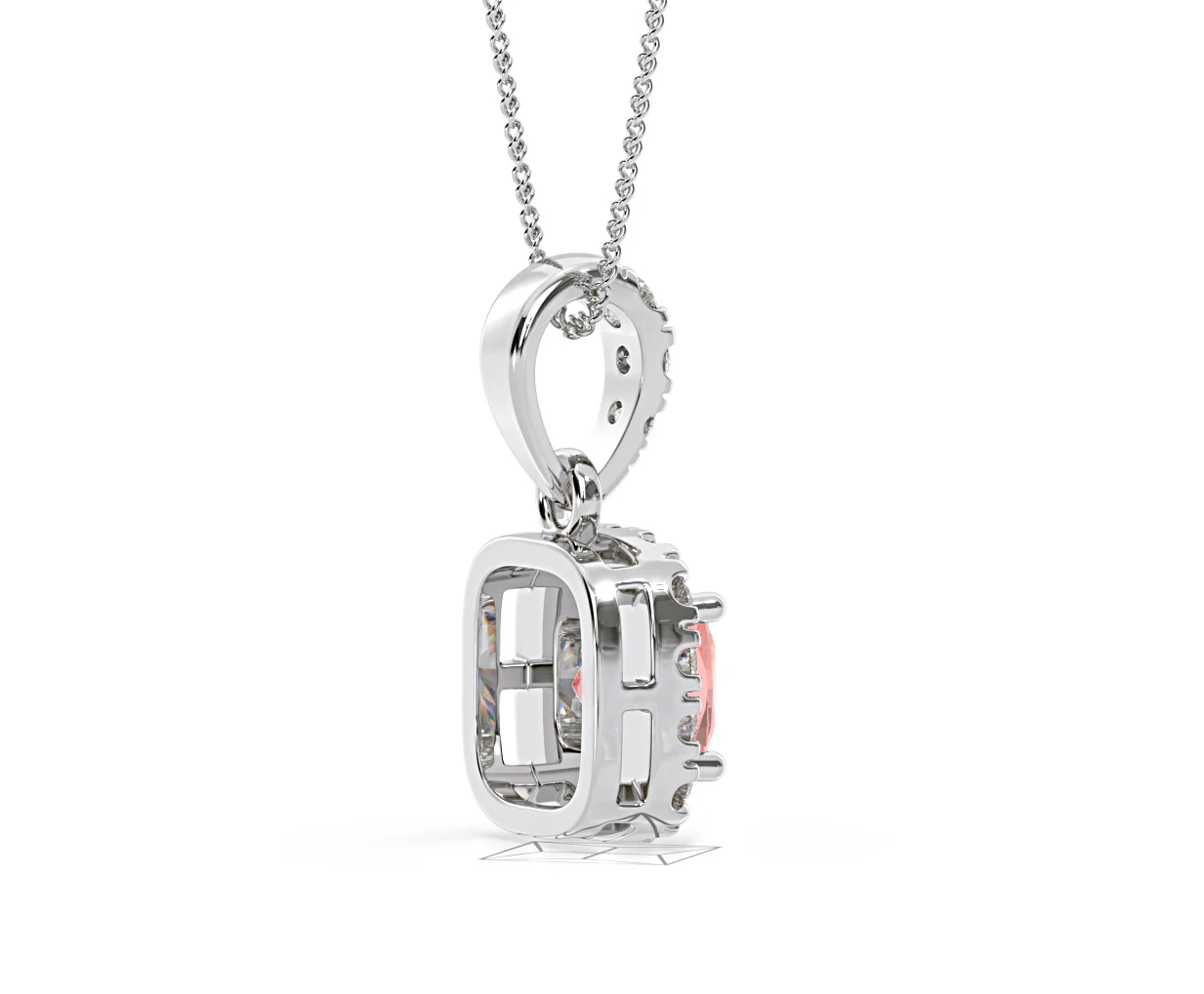 Beatrice Pink Lab Diamond Cushion Cut Necklace 0.70ct in 18K White Gold - Elara Collection - Image 61
