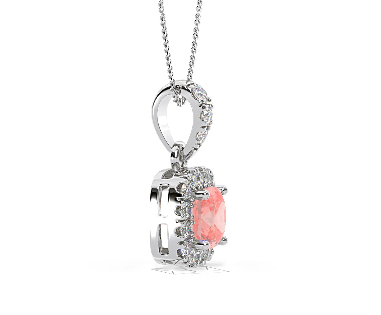 Beatrice Pink Lab Diamond Cushion Cut Necklace 0.70ct in 18K White Gold - Elara Collection - Image 72