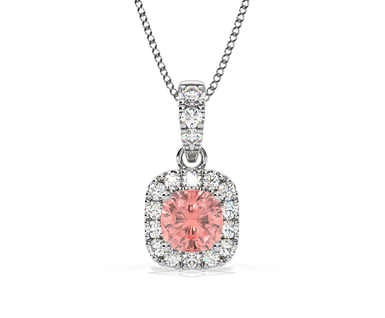 Beatrice Pink Lab Diamond Cushion Cut Necklace 0.70ct in 18K White Gold - Elara Collection - Image 8