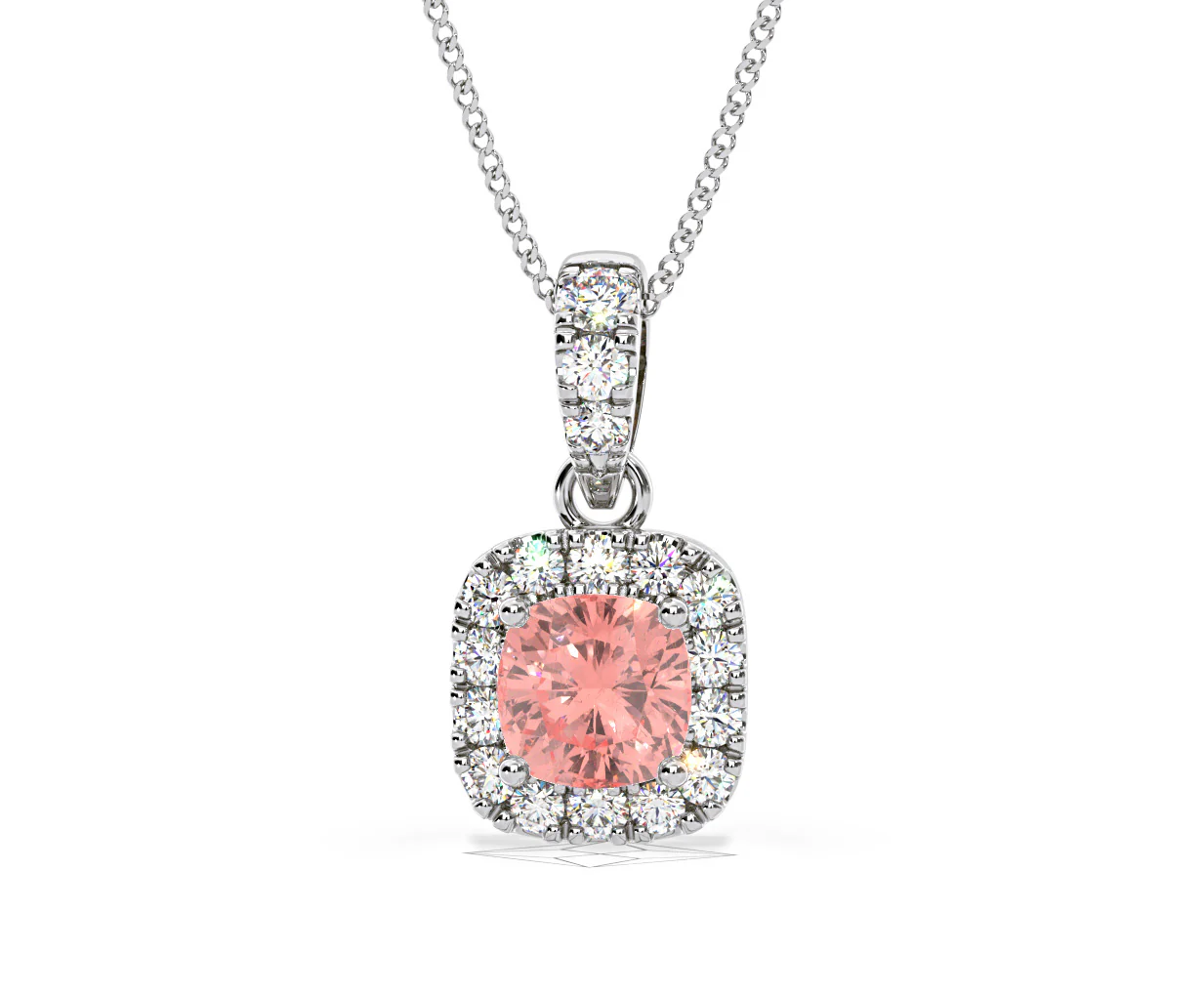 Beatrice Pink Lab Diamond Cushion Cut Necklace 0.70ct in 18K White Gold - Elara Collection - Image 9