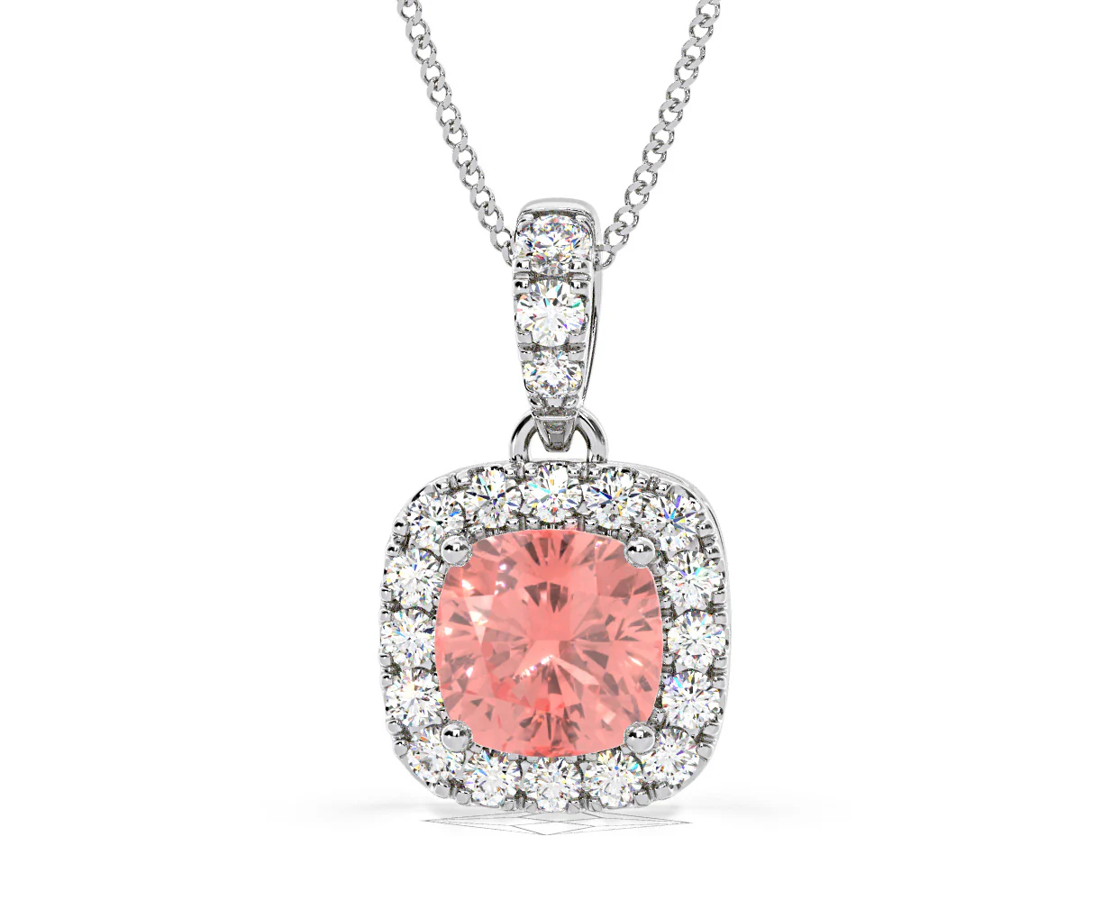 Beatrice Pink Lab Diamond Cushion Cut Necklace 1.38ct in 18K White Gold - Elara Collection - Image 10