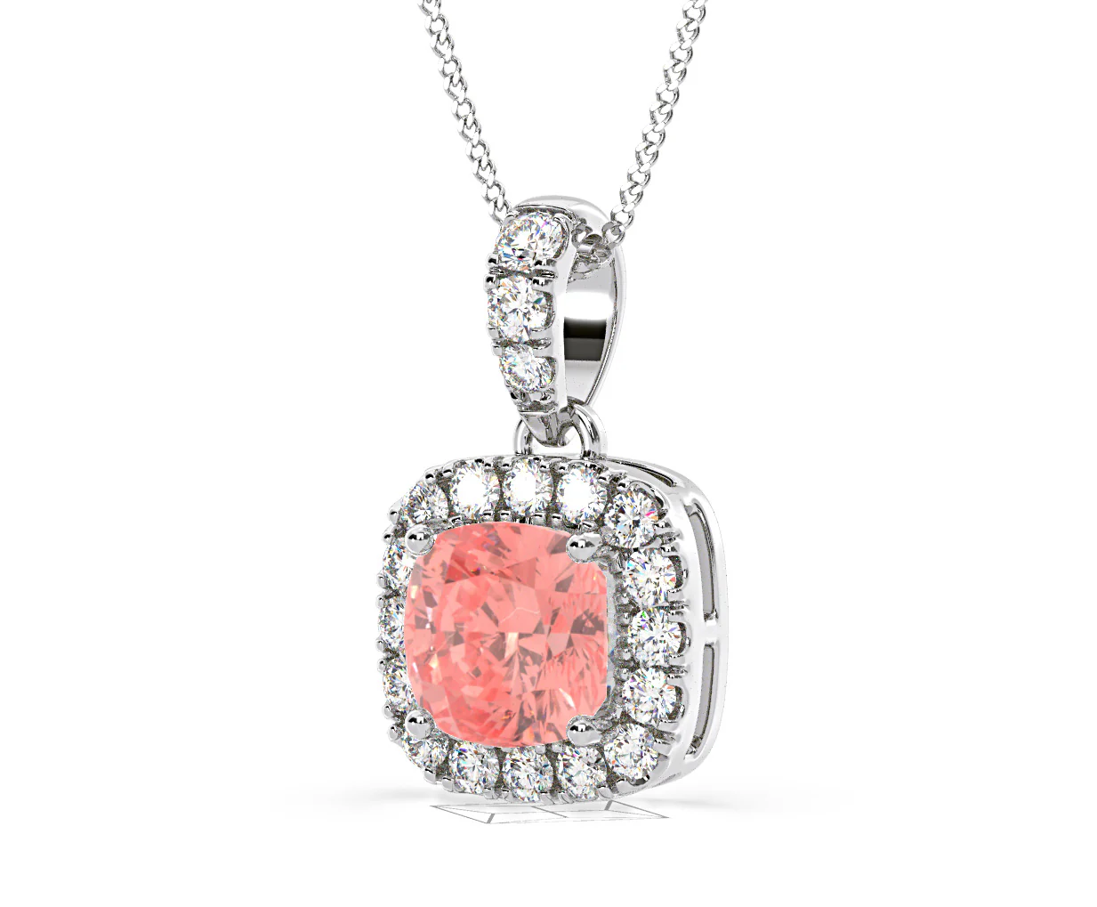 Beatrice Pink Lab Diamond Cushion Cut Necklace 1.38ct in 18K White Gold - Elara Collection - Image 15