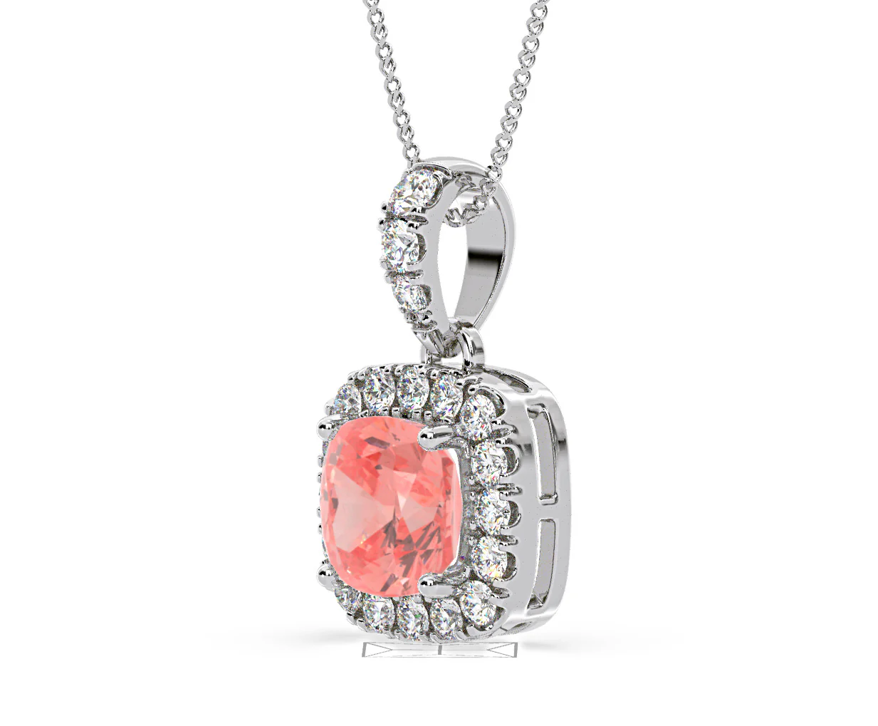 Beatrice Pink Lab Diamond Cushion Cut Necklace 1.38ct in 18K White Gold - Elara Collection - Image 19