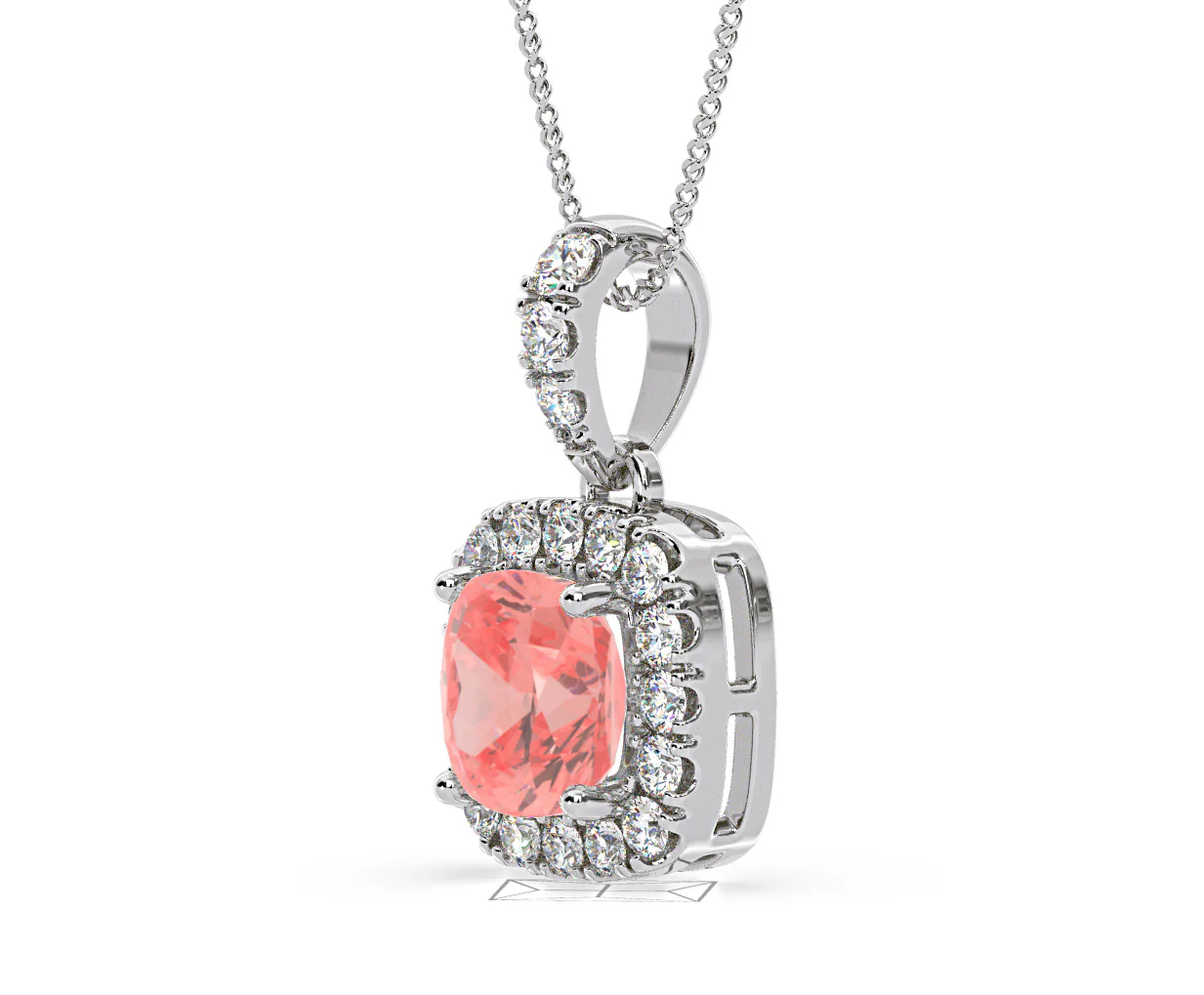 Beatrice Pink Lab Diamond Cushion Cut Necklace 1.38ct in 18K White Gold - Elara Collection - Image 20