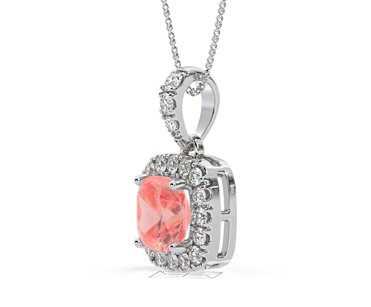 Beatrice Pink Lab Diamond Cushion Cut Necklace 1.38ct in 18K White Gold - Elara Collection - Image 21