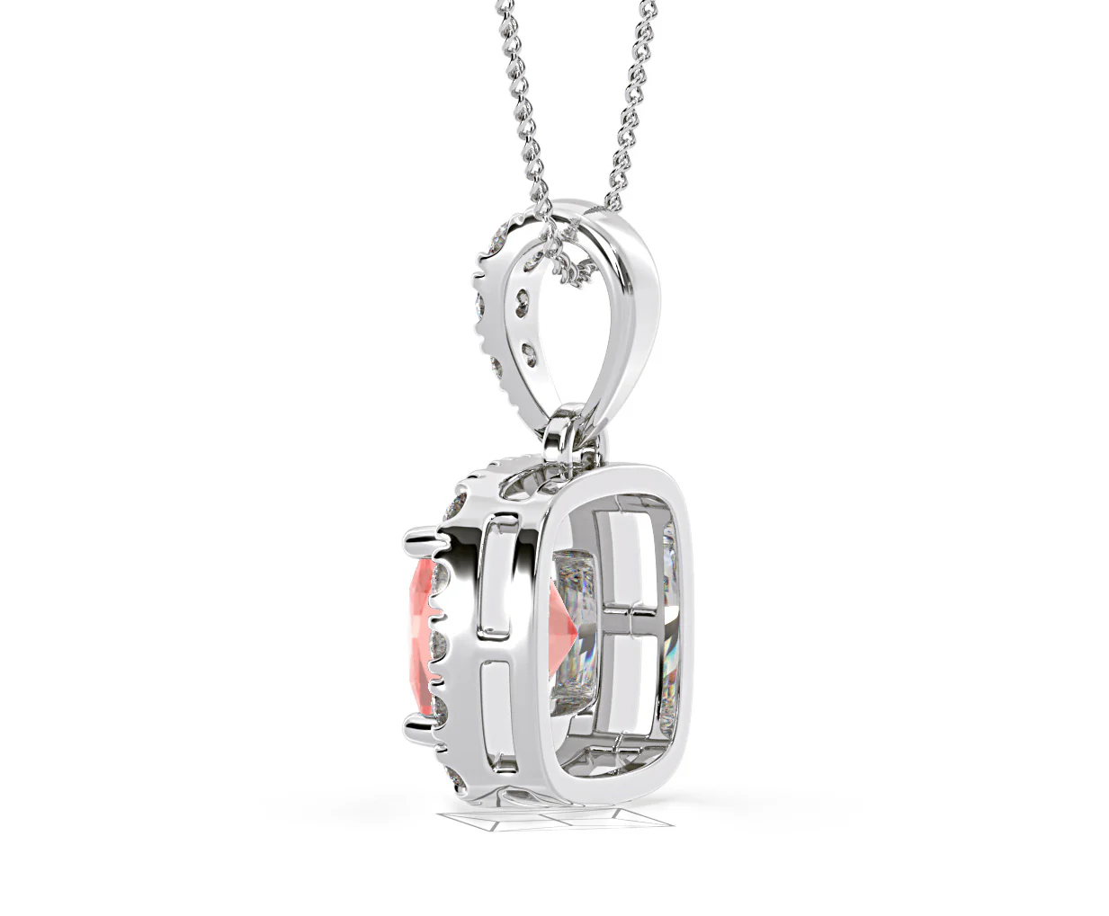 Beatrice Pink Lab Diamond Cushion Cut Necklace 1.38ct in 18K White Gold - Elara Collection - Image 35