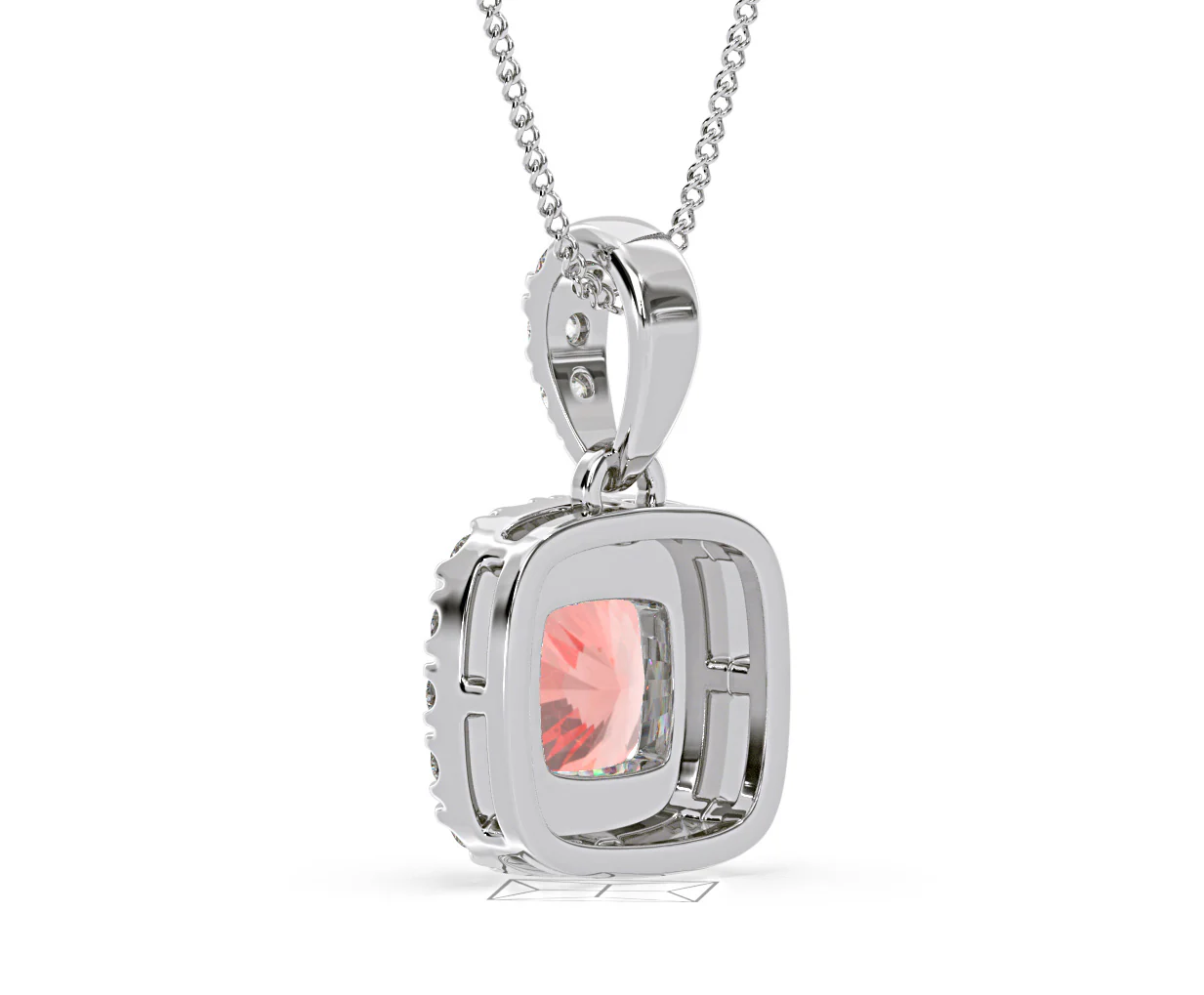 Beatrice Pink Lab Diamond Cushion Cut Necklace 1.38ct in 18K White Gold - Elara Collection - Image 40