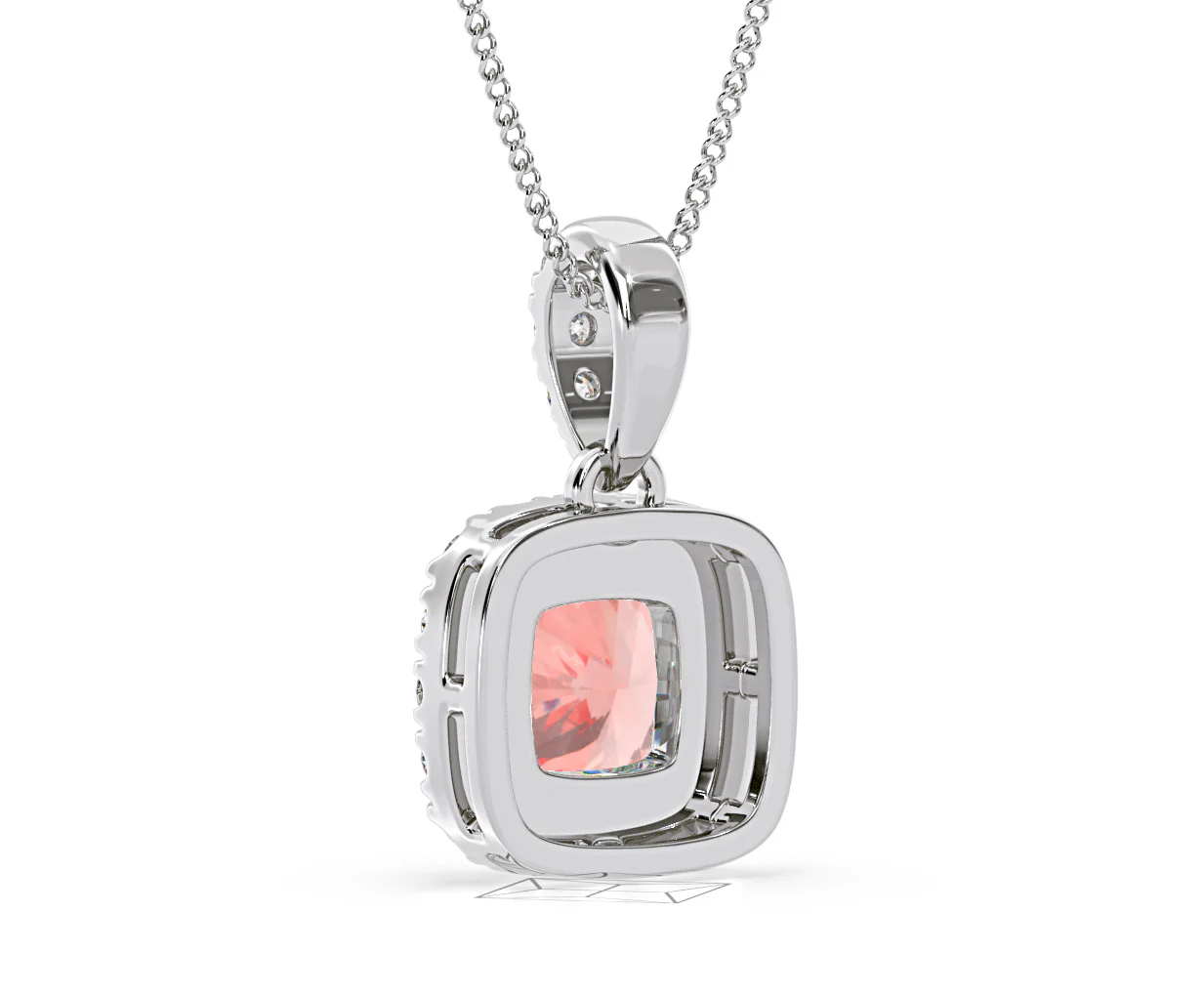 Beatrice Pink Lab Diamond Cushion Cut Necklace 1.38ct in 18K White Gold - Elara Collection - Image 42