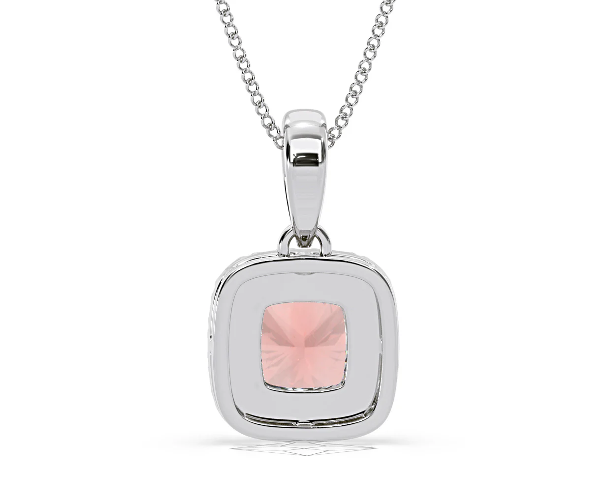 Beatrice Pink Lab Diamond Cushion Cut Necklace 1.38ct in 18K White Gold - Elara Collection - Image 48