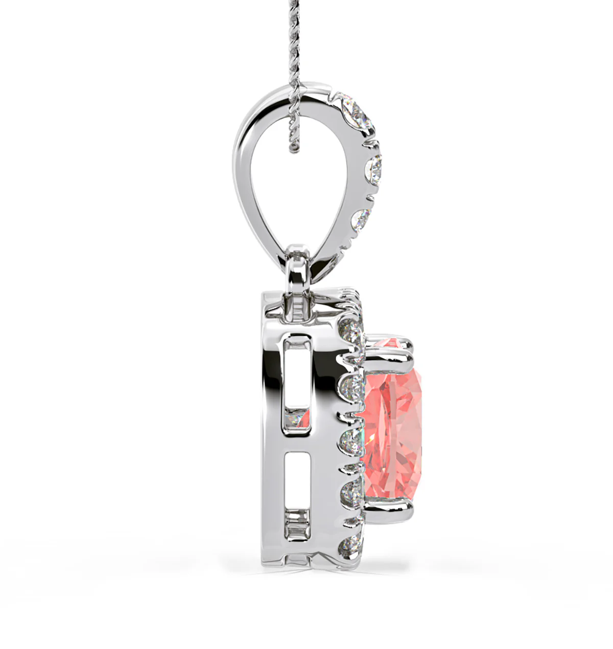 Beatrice Pink Lab Diamond Cushion Cut Necklace 1.38ct in 18K White Gold - Elara Collection - Image 5