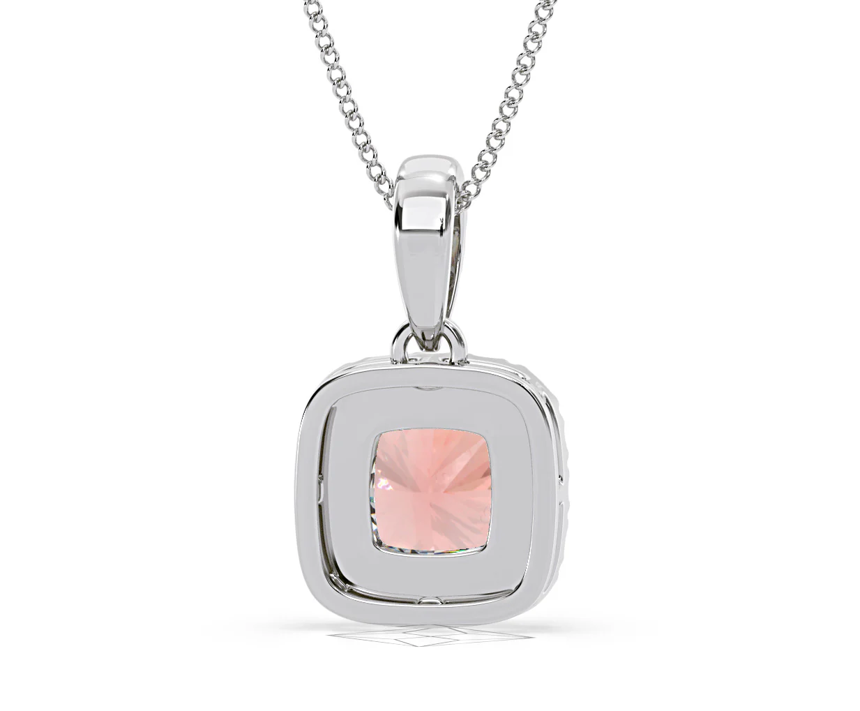 Beatrice Pink Lab Diamond Cushion Cut Necklace 1.38ct in 18K White Gold - Elara Collection - Image 50