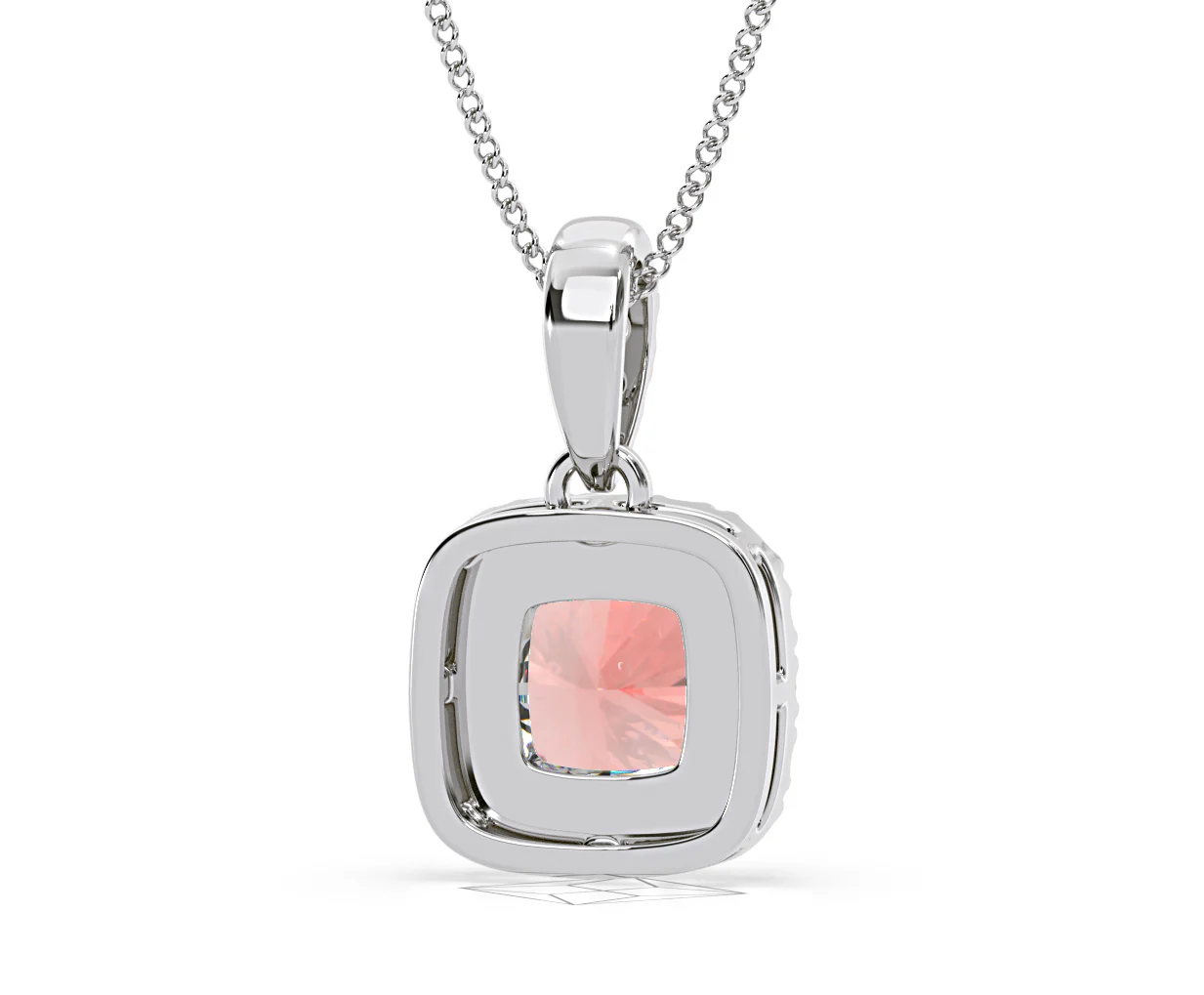 Beatrice Pink Lab Diamond Cushion Cut Necklace 1.38ct in 18K White Gold - Elara Collection - Image 51