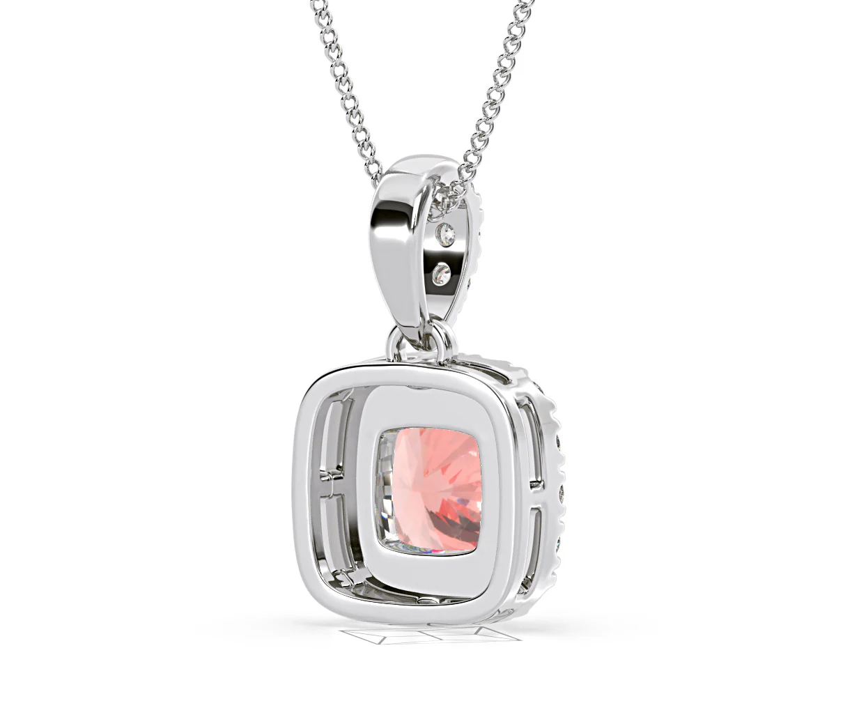 Beatrice Pink Lab Diamond Cushion Cut Necklace 1.38ct in 18K White Gold - Elara Collection - Image 55