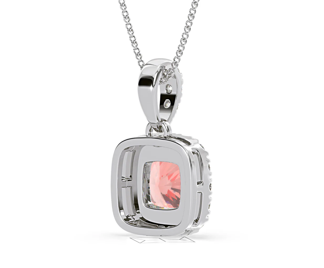 Beatrice Pink Lab Diamond Cushion Cut Necklace 1.38ct in 18K White Gold - Elara Collection - Image 56