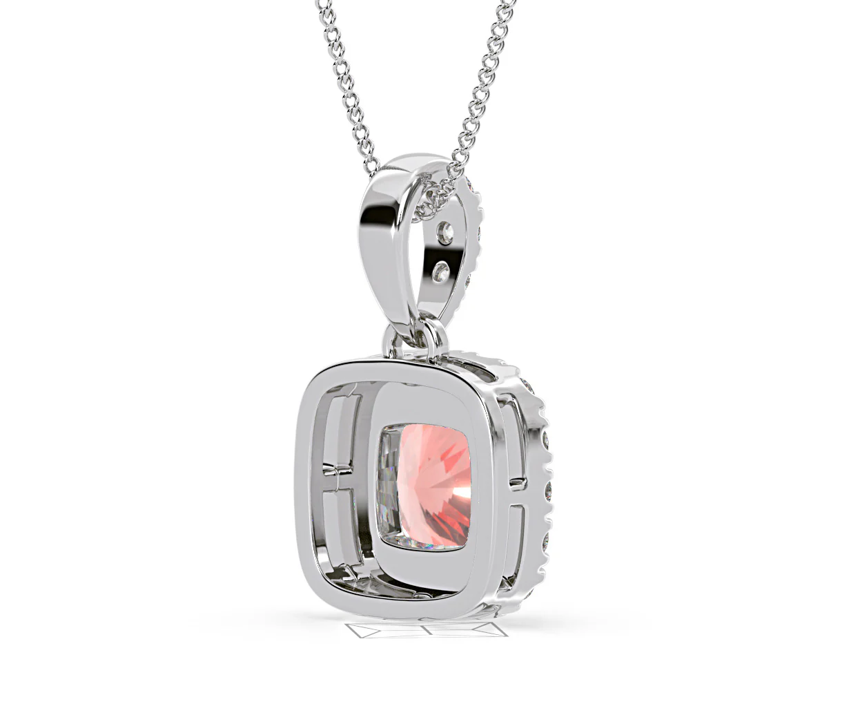Beatrice Pink Lab Diamond Cushion Cut Necklace 1.38ct in 18K White Gold - Elara Collection - Image 57