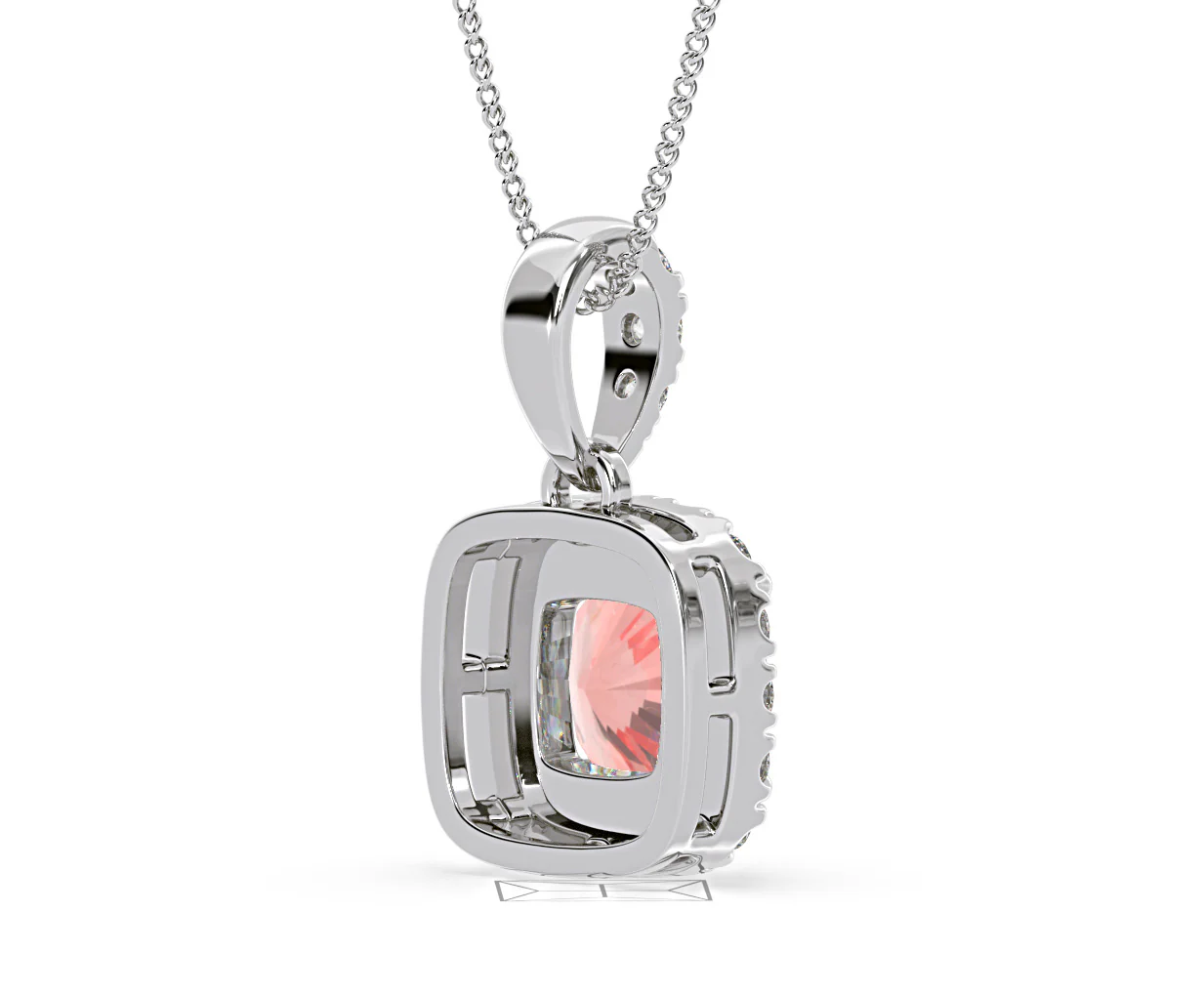 Beatrice Pink Lab Diamond Cushion Cut Necklace 1.38ct in 18K White Gold - Elara Collection - Image 58