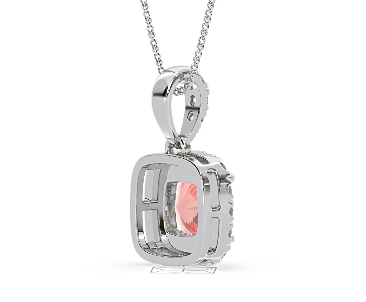 Beatrice Pink Lab Diamond Cushion Cut Necklace 1.38ct in 18K White Gold - Elara Collection - Image 59