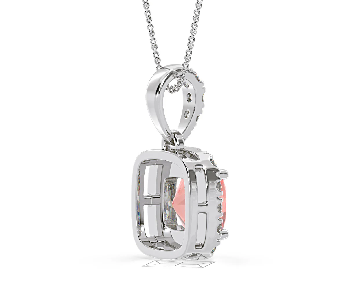 Beatrice Pink Lab Diamond Cushion Cut Necklace 1.38ct in 18K White Gold - Elara Collection - Image 61