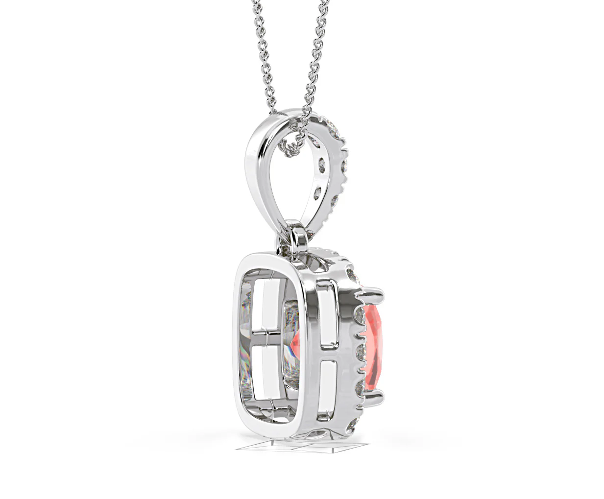 Beatrice Pink Lab Diamond Cushion Cut Necklace 1.38ct in 18K White Gold - Elara Collection - Image 63