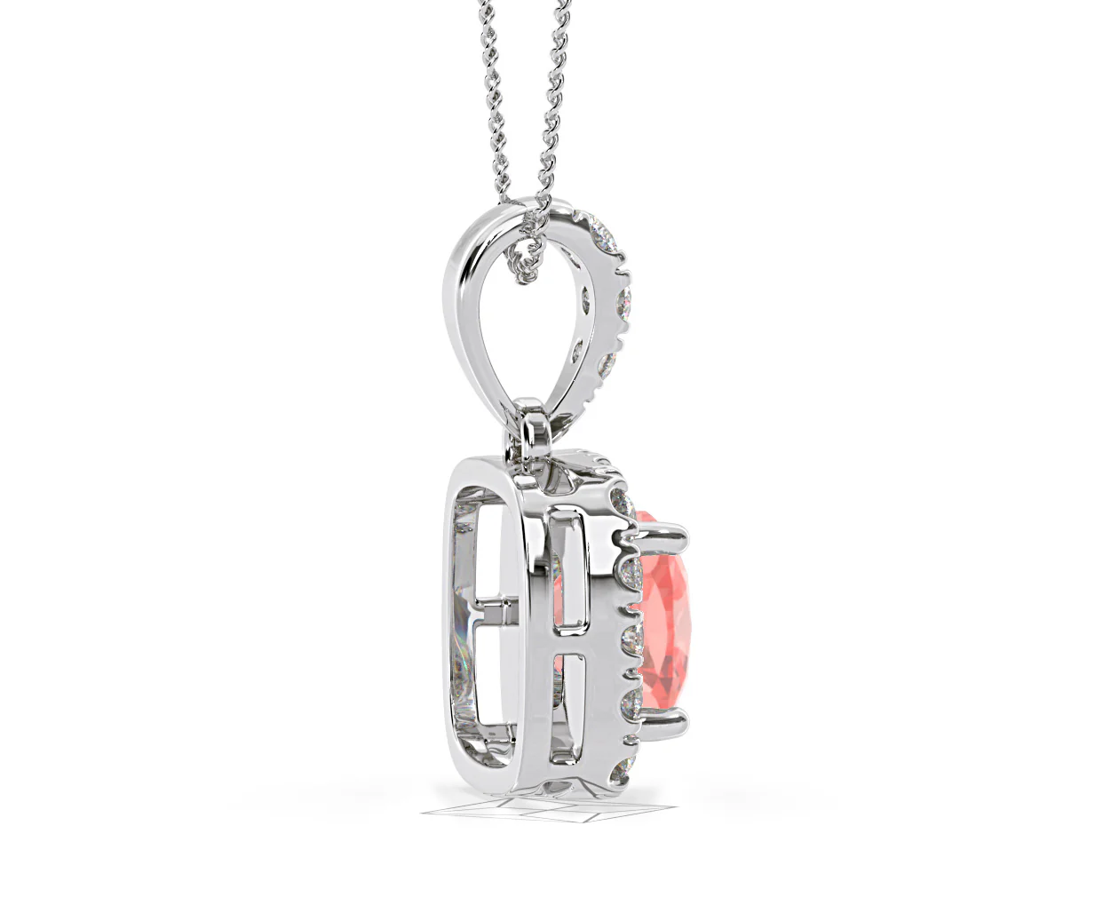 Beatrice Pink Lab Diamond Cushion Cut Necklace 1.38ct in 18K White Gold - Elara Collection - Image 65