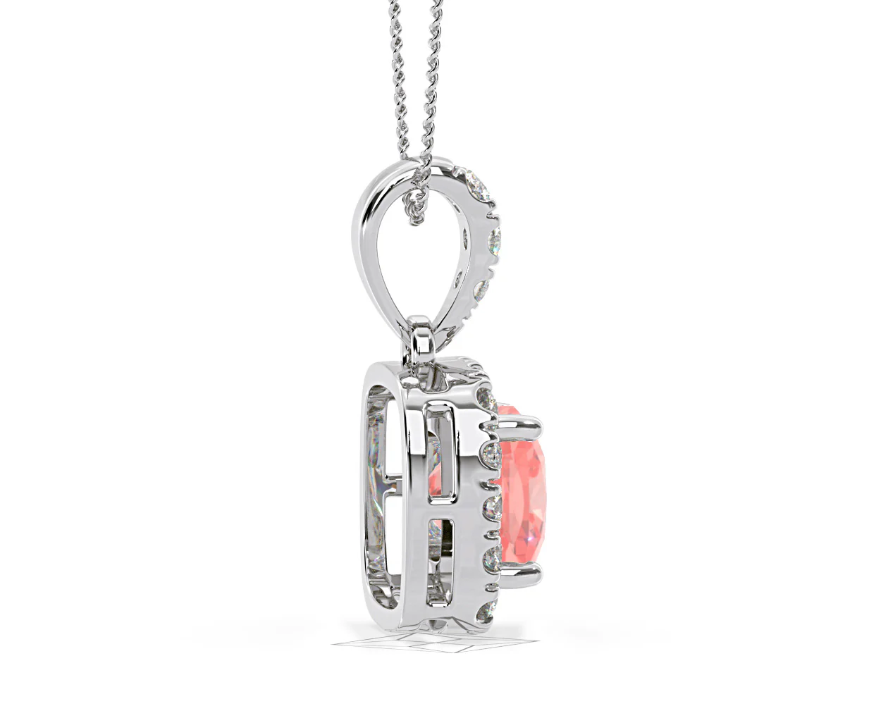 Beatrice Pink Lab Diamond Cushion Cut Necklace 1.38ct in 18K White Gold - Elara Collection - Image 66