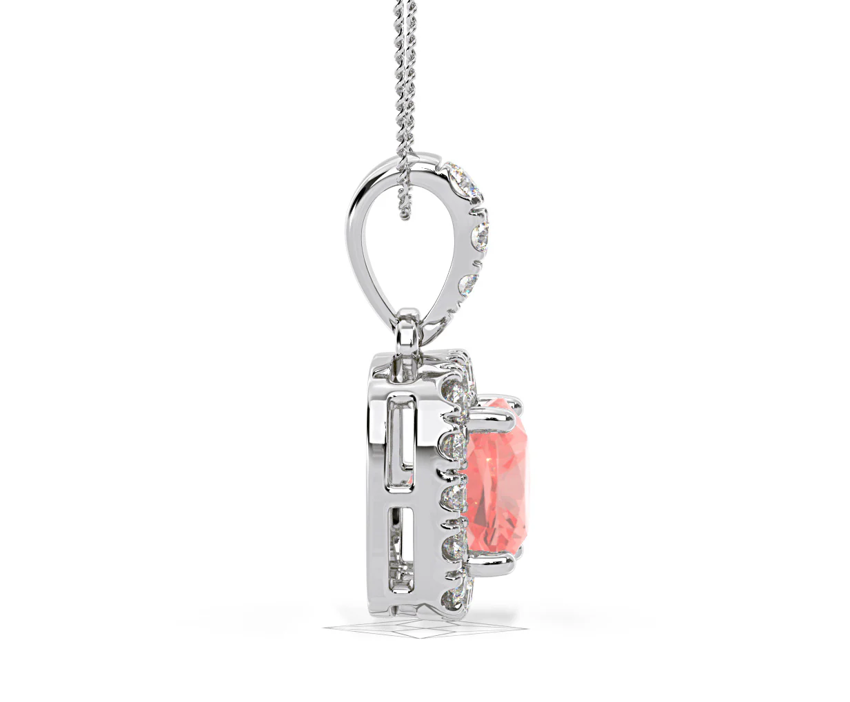 Beatrice Pink Lab Diamond Cushion Cut Necklace 1.38ct in 18K White Gold - Elara Collection - Image 69