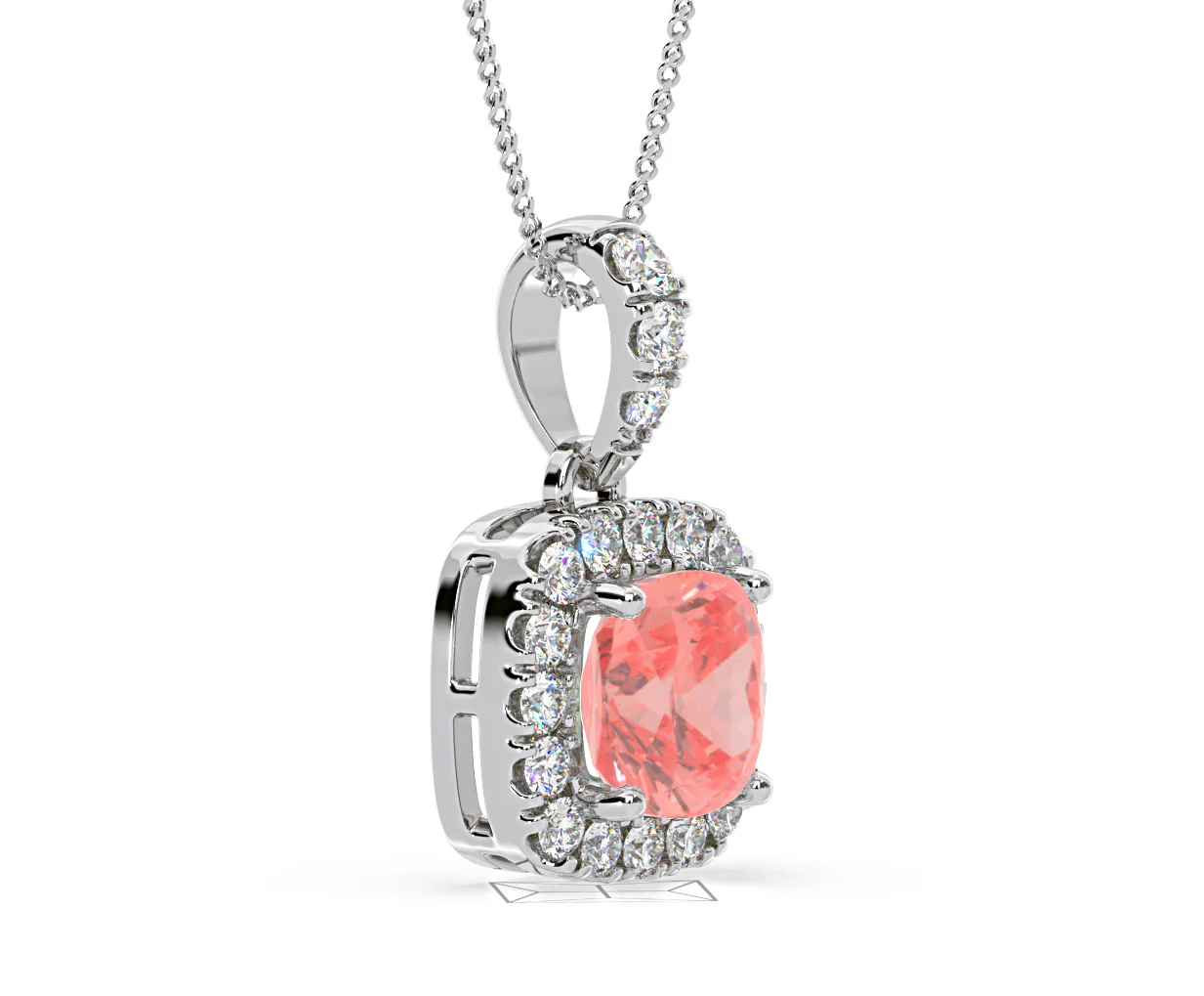 Beatrice Pink Lab Diamond Cushion Cut Necklace 1.38ct in 18K White Gold - Elara Collection - Image 77
