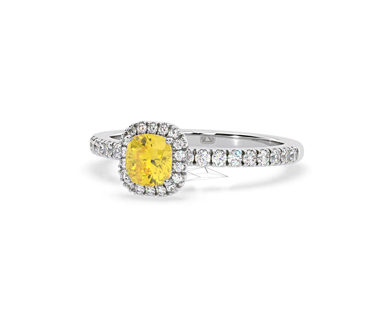 Beatrice Yellow Lab Diamond 1.00ct Cushion Halo Ring in 18K White Gold- Elara Collection - Image 11