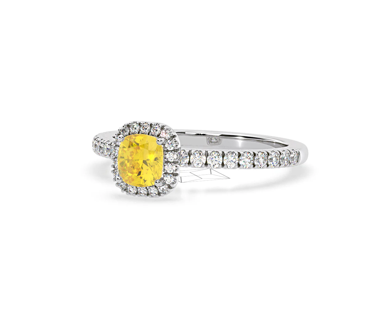 Beatrice Yellow Lab Diamond 1.00ct Cushion Halo Ring in 18K White Gold- Elara Collection - Image 12