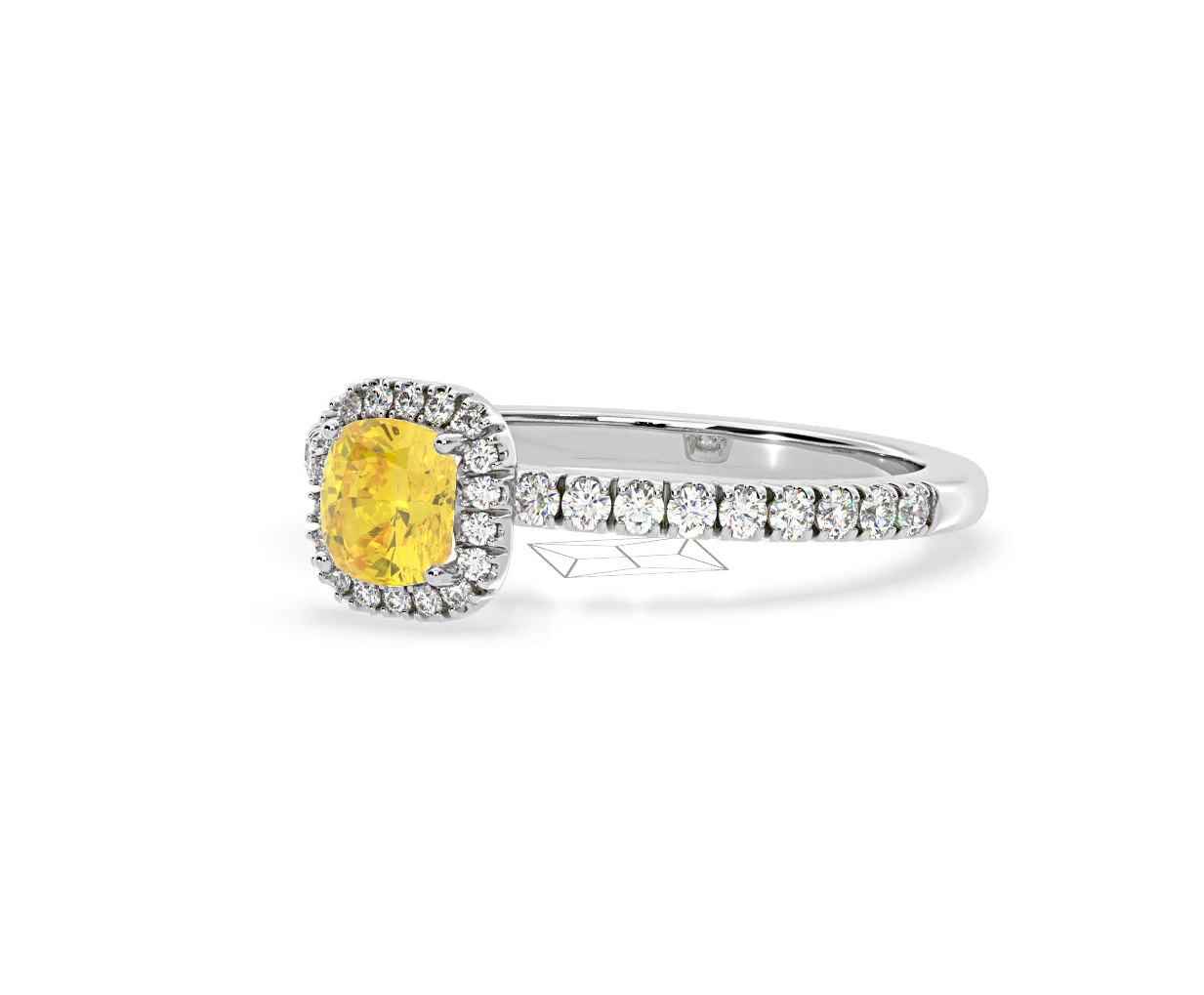 Beatrice Yellow Lab Diamond 1.00ct Cushion Halo Ring in 18K White Gold- Elara Collection - Image 14
