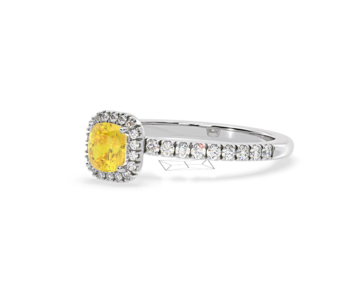 Beatrice Yellow Lab Diamond 1.00ct Cushion Halo Ring in 18K White Gold- Elara Collection - Image 15