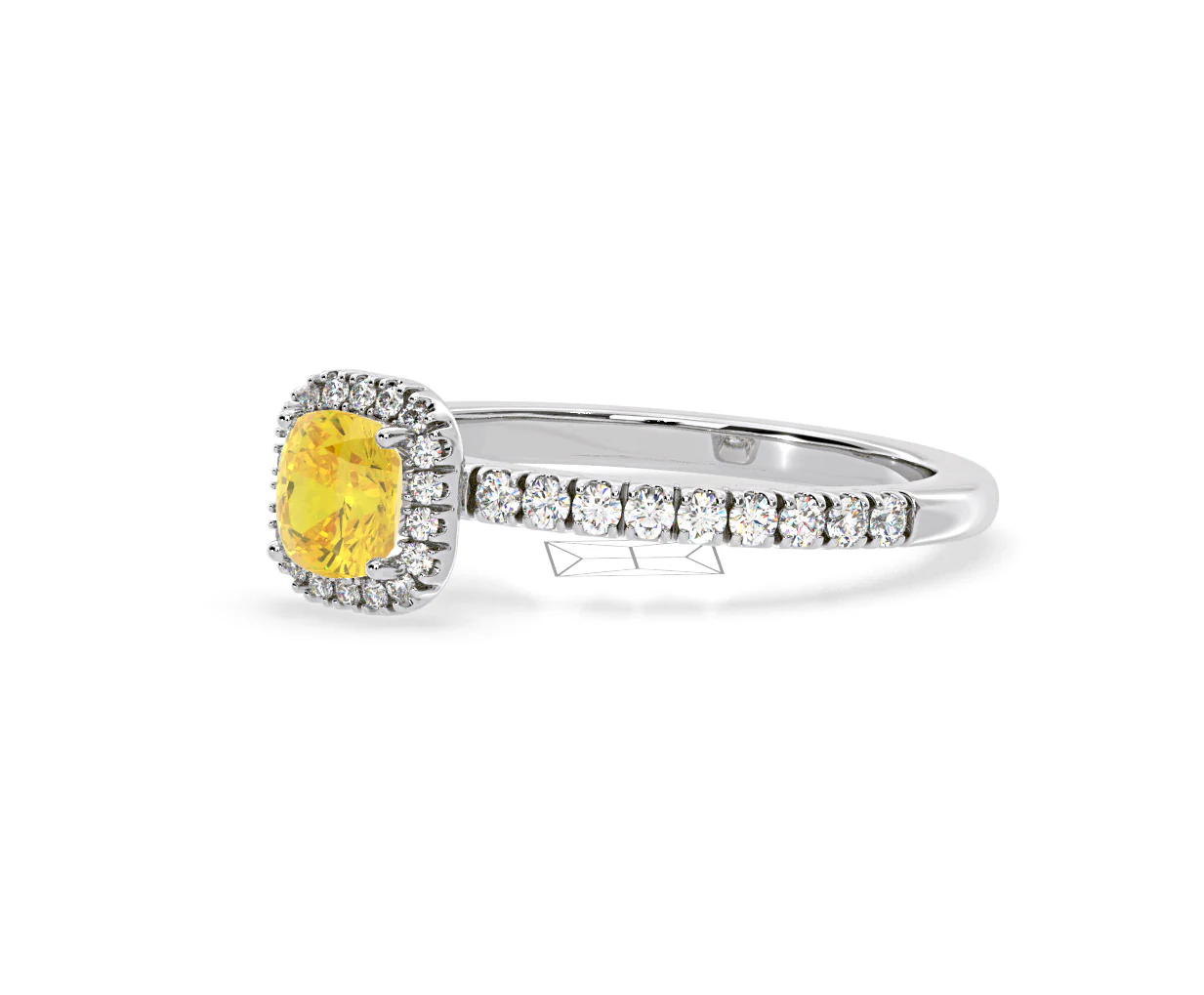 Beatrice Yellow Lab Diamond 1.00ct Cushion Halo Ring in 18K White Gold- Elara Collection - Image 16