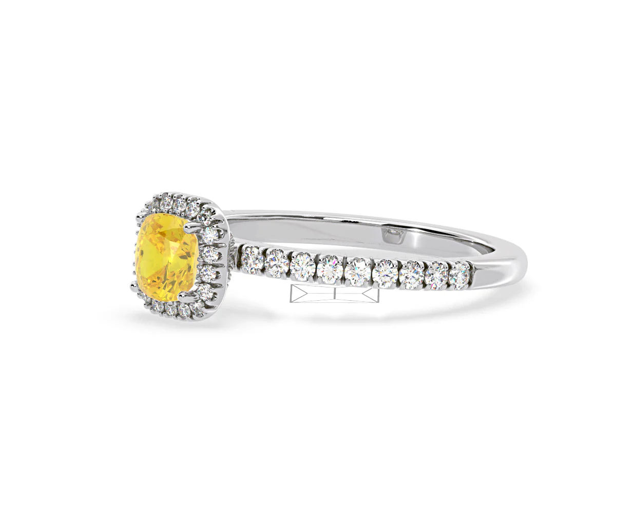 Beatrice Yellow Lab Diamond 1.00ct Cushion Halo Ring in 18K White Gold- Elara Collection - Image 17