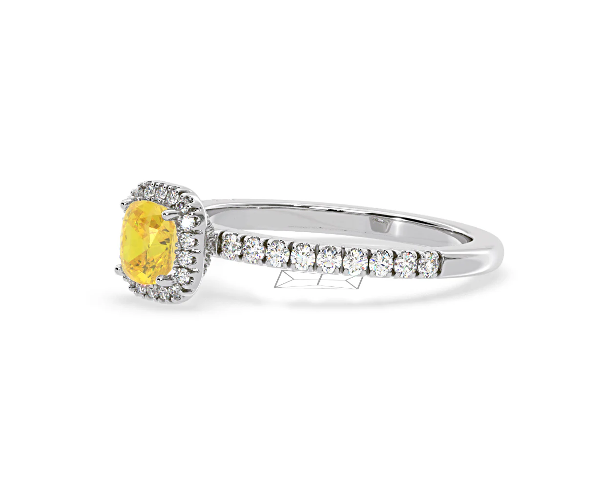 Beatrice Yellow Lab Diamond 1.00ct Cushion Halo Ring in 18K White Gold- Elara Collection - Image 18