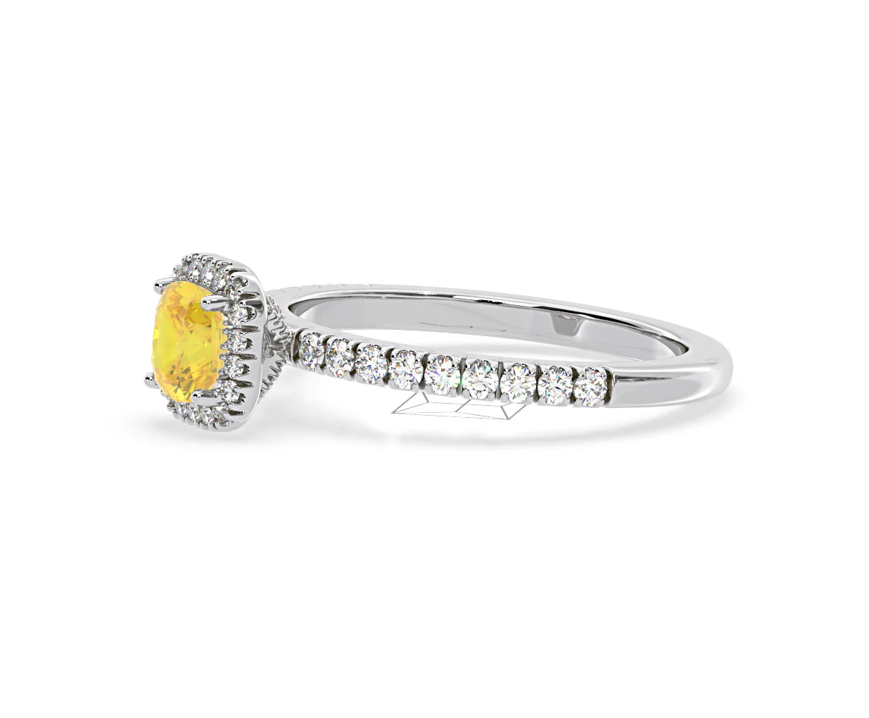 Beatrice Yellow Lab Diamond 1.00ct Cushion Halo Ring in 18K White Gold- Elara Collection - Image 20