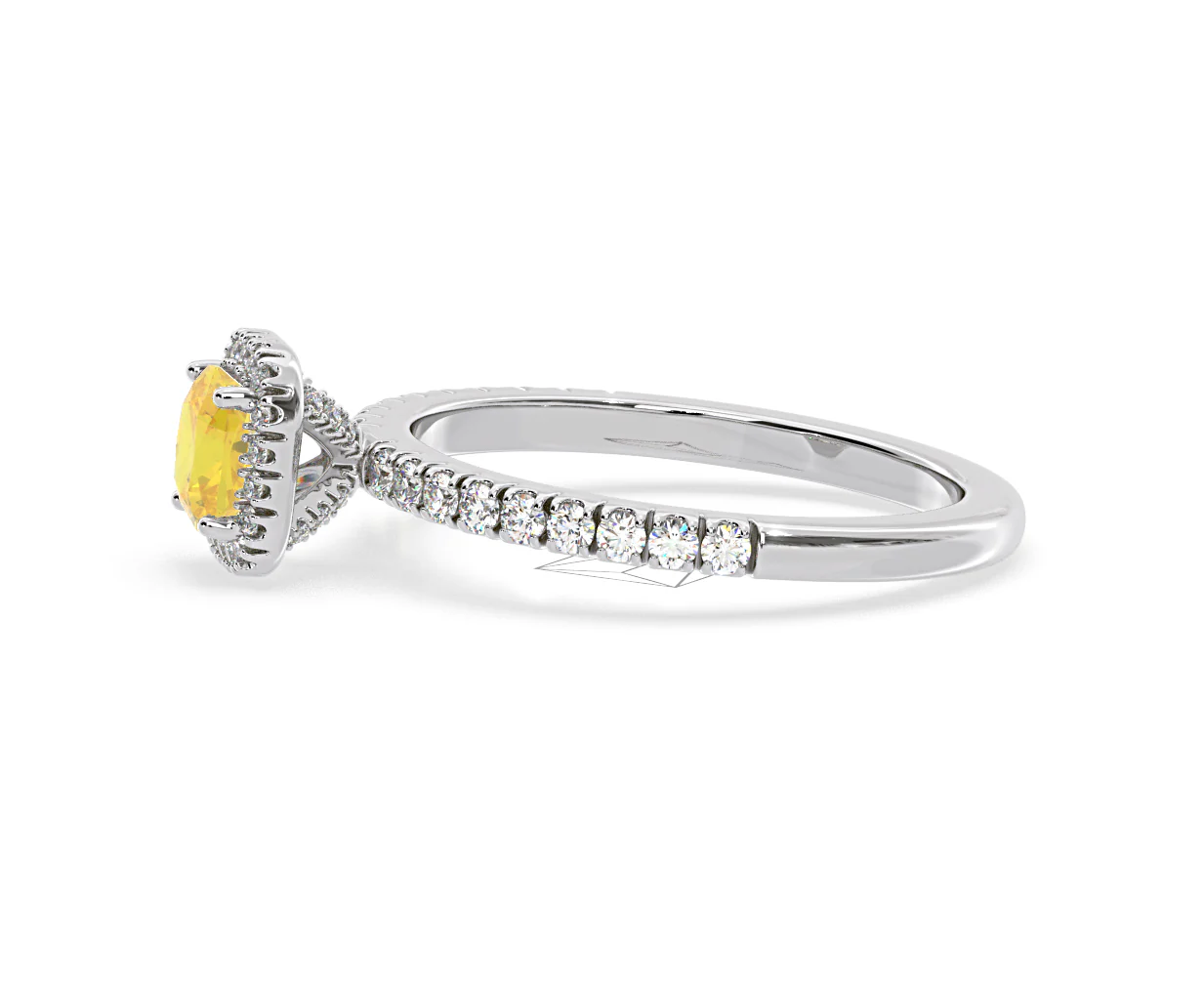 Beatrice Yellow Lab Diamond 1.00ct Cushion Halo Ring in 18K White Gold- Elara Collection - Image 24