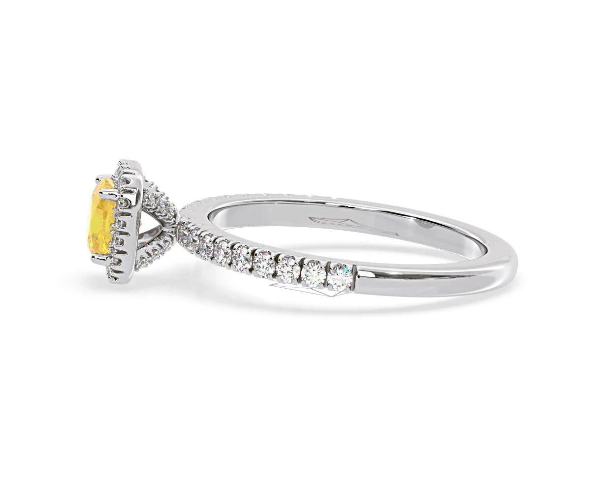 Beatrice Yellow Lab Diamond 1.00ct Cushion Halo Ring in 18K White Gold- Elara Collection - Image 26